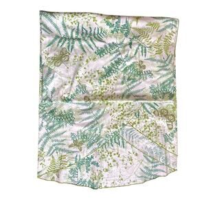 Vintage Vera Neumann Green Fern Butterfly Oval Oblong Tablecloth